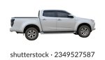 Small photo of Silver bronze pickup truck with mag wheel is isolated on white background with clipping path.