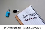 Small photo of Easy Password concept. Password 1234** written on a paper with marker.