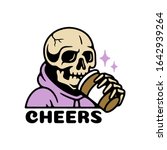 cartoon skeleton drinks coffee  ... | Shutterstock .eps vector #1642939264