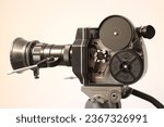 vintage cinema camera on white
16mm motion picture camera film negative proffecional