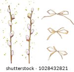 ink  pencil  watercolor willow... | Shutterstock .eps vector #1028432821