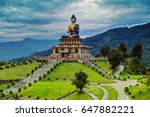 Beautiful huge statue of Lord Buddha, at Rabangla , Sikkim , India. Surrounded by Himalayan Mountains it is called Buddha Park - a popular tourist attraction.