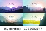 vector landscapes set. travel... | Shutterstock .eps vector #1796003947