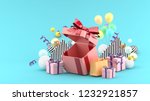 gift box and shopping bag amid... | Shutterstock . vector #1232921857