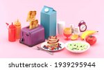 toaster surrounded by milk... | Shutterstock . vector #1939295944