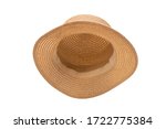 Straw hat with black bow isolated on white background. 