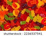 Assorted colorful gummy candies....
