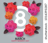 happy 8 march women's day.... | Shutterstock . vector #1016393287