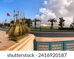 Rabat, Morocco, Panoramic view of Ville Nouvelle (New Town), with view of the Grand Theatre of Rabat, large performing arts center and Mohammed VI Tower_bouregreg river-4