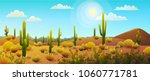 Desert Landscape With Cactus...