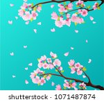 branches of pink blossoming... | Shutterstock .eps vector #1071487874