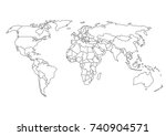 world map with country borders  ... | Shutterstock .eps vector #740904571