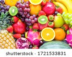 Fresh fruits.Assorted fruits colorful,clean eating,Fruit background