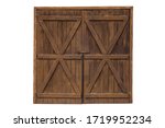 Old wooden door from a barn isolated on white background