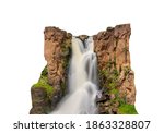 Big waterfall isolated on white background