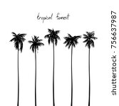 silhouettes of tropical palms.... | Shutterstock .eps vector #756637987