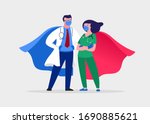 super doctor and nurse wearing... | Shutterstock .eps vector #1690885621