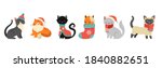 collection of christmas cats ... | Shutterstock .eps vector #1840882651