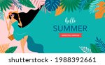 summer scene  young woman... | Shutterstock .eps vector #1988392661