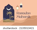 modern bohemian style ramadan... | Shutterstock .eps vector #2135013421