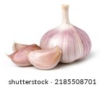 Isolated garlic. Raw garlic isolated on white background, cut out, clipping path