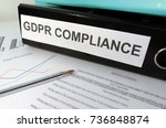 General Data Protection Regulation (GDPR) Compliance Lever Arch Folder on Cluttered Desk 
