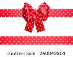 Red Bow And Ribbon With White...