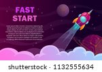 fast start poster. rocket... | Shutterstock .eps vector #1132555634