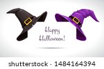 black and purple witch hat on... | Shutterstock .eps vector #1484164394
