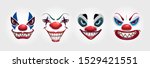 Crazy Clowns Faces On White...