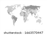 vector monochrome world map ... | Shutterstock .eps vector #1663570447