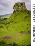 Small photo of Castle Ewen - Fairy Glen with circular, spiral like pattern, Uig, Portree, Scotland, UK