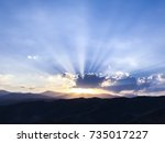 the sun is coming out from... | Shutterstock . vector #735017227