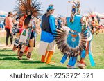 Small photo of Malibu, California, USA - April 9, 2022. Powwow. Native Americans dressed in full regalia. Details of regalia close up. Chumash Day Powwow and Intertribal Gathering.