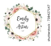 floral wedding invitation... | Shutterstock .eps vector #738427147