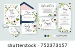wedding invite  menu  rsvp ... | Shutterstock .eps vector #752373157