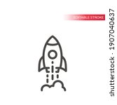 Rocket Shuttle Line Vector Icon....