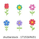 flowers flat icons. color... | Shutterstock .eps vector #1715269651