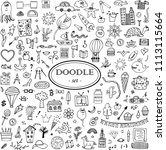 monochrome hand drawn doodle... | Shutterstock .eps vector #1113115664