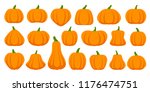 Pumpkin Flat Icons Set. Sign...