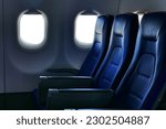 deserted economy class airplane seats rows