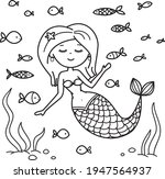 vector little mermaid with... | Shutterstock .eps vector #1947564937