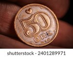 Small photo of Danish petty cash. Danish coins Close-up