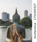 Small photo of Buddha statues in Seema Malaka temple in Colombo, Sri Lanka, situated in the Beira Lake.