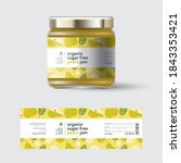 pear jam label and packaging.... | Shutterstock .eps vector #1843353421