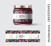 fig jam label and packaging.... | Shutterstock .eps vector #1843355491