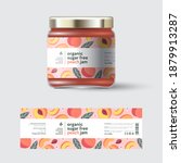 ripe peaches fruit jam label... | Shutterstock .eps vector #1879913287