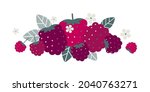 raspberry fruits. flat... | Shutterstock .eps vector #2040763271