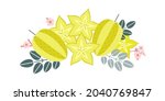 starfruit  carambola  fruits.... | Shutterstock .eps vector #2040769847
