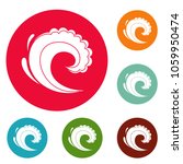 wave water surfing icons circle ... | Shutterstock . vector #1059950474